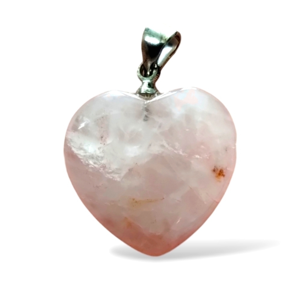Vintage Rose Quartz Heart Pendant | Natural Pink Stone | 20mm
